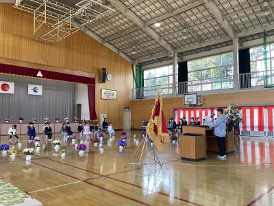 上級生から歓迎の言葉をもらいました（糠沢小）